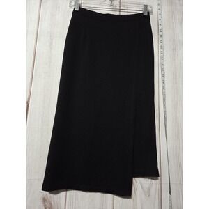 Betabrand Skirt Womens XS Petite Black Faux Wrap Midi‎ Pull On Stretch Office